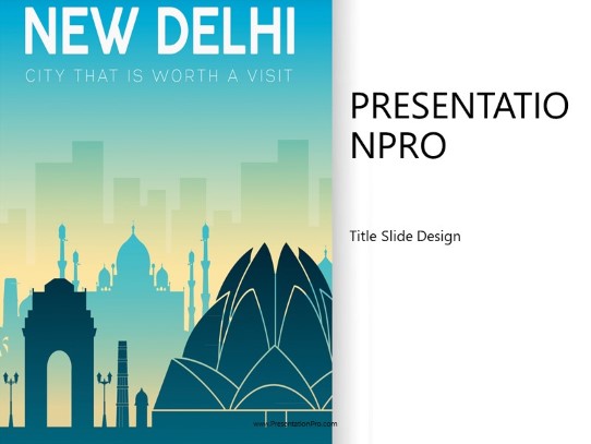 World Trip New Delhi Wide PowerPoint Template title slide design