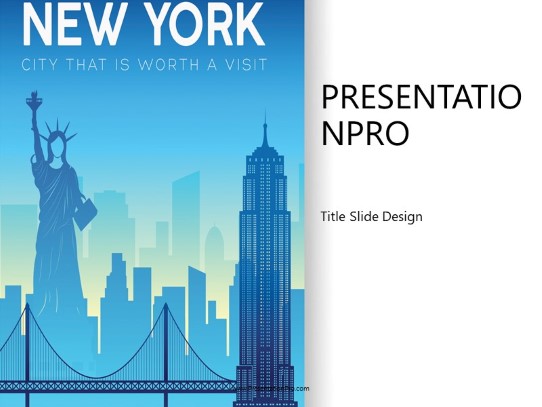 World Trip New York Side Wide PowerPoint Template title slide design