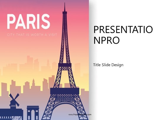 World Trip Paris Side Wide PowerPoint Template title slide design