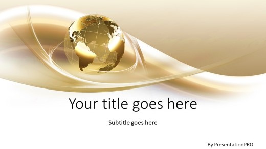Global Swirls Gold Widescreen PowerPoint Template title slide design
