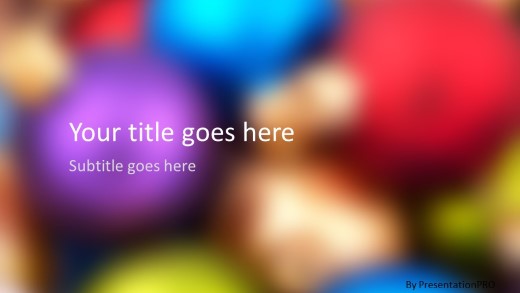 Christmas Balls Blured Widescreen PowerPoint Template title slide design