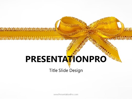 Gold Bow PowerPoint Template title slide design