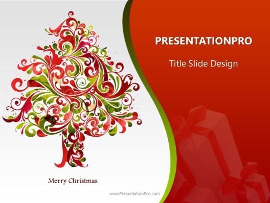 Happy Holidays Tree PowerPoint Template title slide design