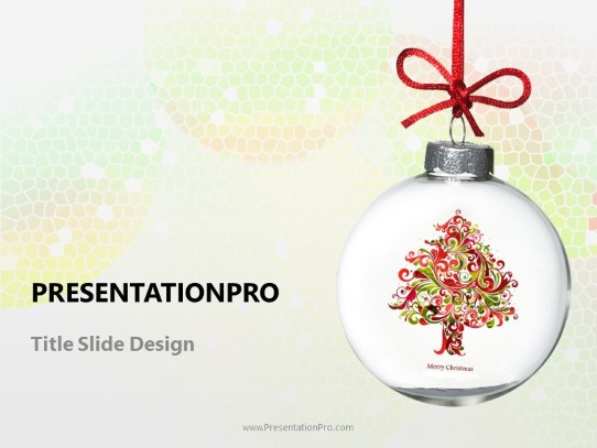 Holiday Glass Ornament Tree PowerPoint Template title slide design