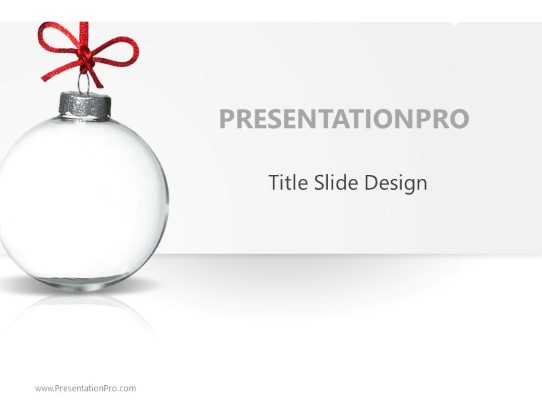 Holiday Glass Ornament White PowerPoint Template title slide design