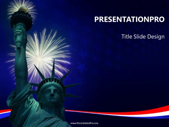 Liberty Fireworks PowerPoint Template title slide design