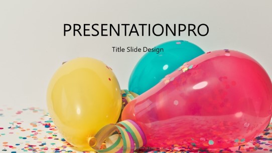 Party Balloons Widescreen PowerPoint Template title slide design