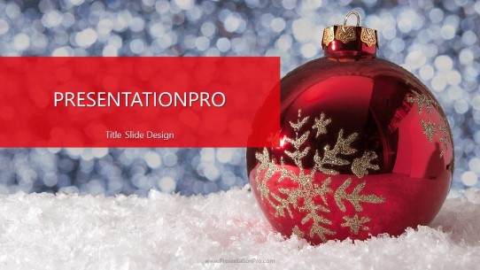 Red Ball Snow Widescreen PowerPoint Template title slide design