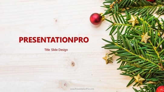 Small Christmas Decorations Widescreen PowerPoint Template title slide design