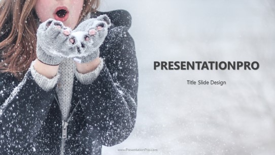 Snow Flurries Widescreen PowerPoint Template title slide design
