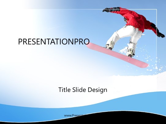 Snowboarder Jumping PowerPoint Template title slide design