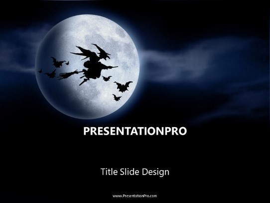 Witchy Moon PowerPoint Template title slide design