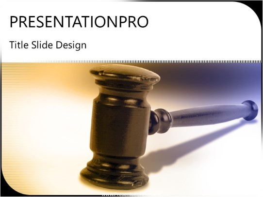 Gavel PowerPoint Template title slide design