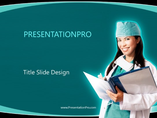 Female attending doctor PowerPoint Template title slide design