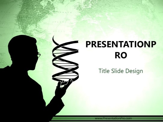 Dna Creation Green PowerPoint Template title slide design