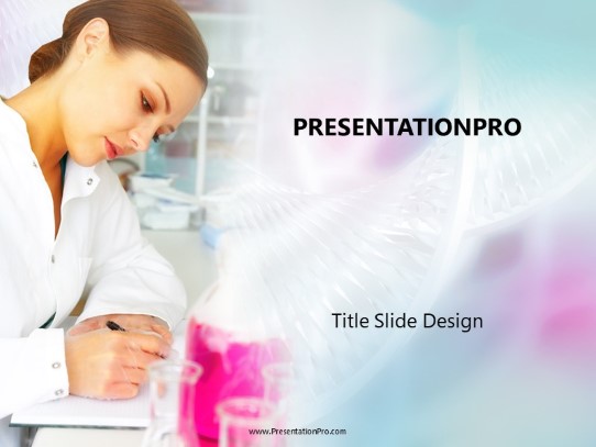 Female Working Scientist PowerPoint Template title slide design