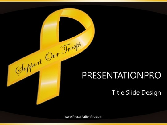 Troop Support Ribbon PowerPoint Template title slide design