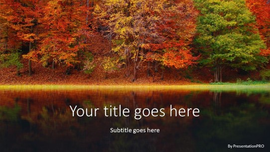 Autumn Lake Widescreen PowerPoint Template title slide design
