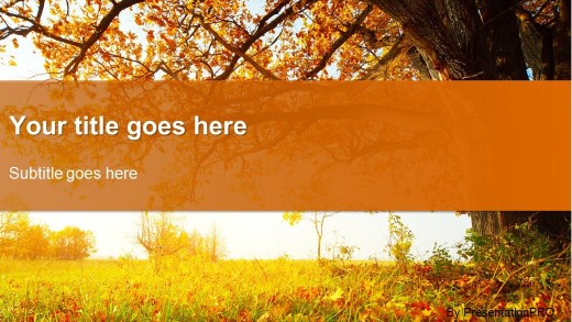 Autumn Tree 02 Widescreen PowerPoint Template title slide design