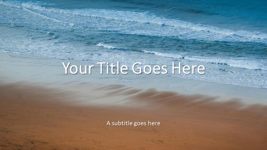 Beach Waves 01 Widescreen PowerPoint Template title slide design
