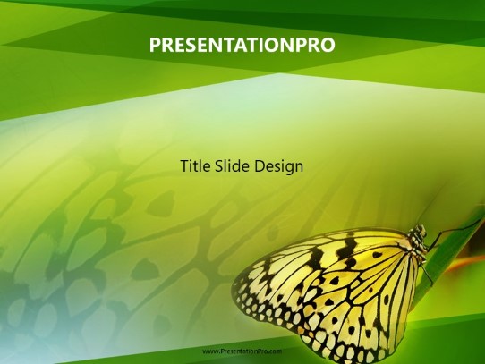 Celadon Butterfly PowerPoint Template title slide design
