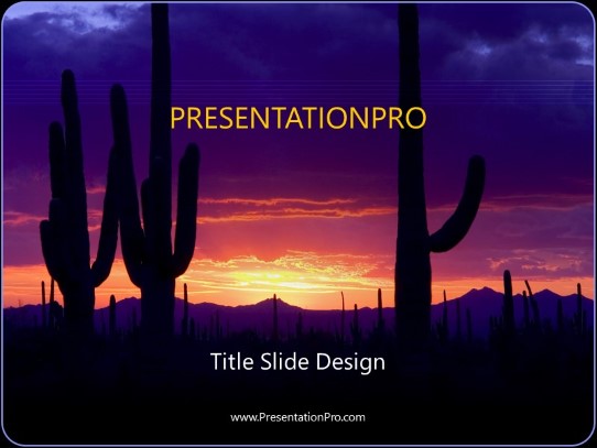Cold Desert Sunset PowerPoint Template title slide design