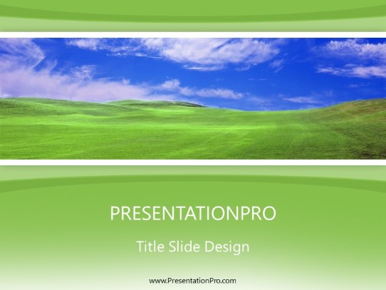 Green Field Green PowerPoint Template title slide design