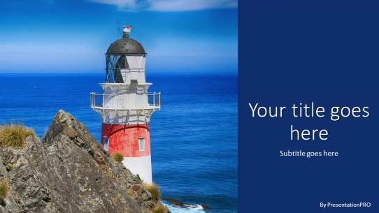 Light House Cliffs Widescreen PowerPoint Template title slide design