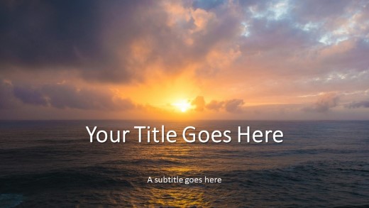 Ocean Sunrise Widescreen PowerPoint Template title slide design
