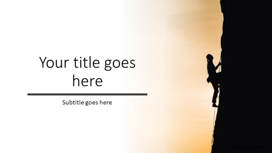 Rock Climbing Silhouette Widescreen PowerPoint Template title slide design