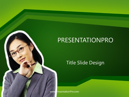 Asian Green PowerPoint Template title slide design