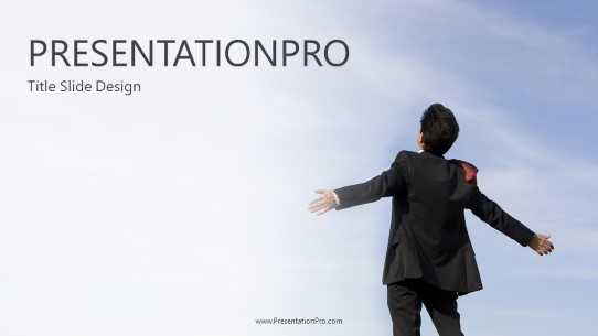 Business Man Windy 01 Widescreen PowerPoint Template title slide design