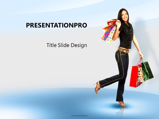 Female Shopper PowerPoint Template title slide design
