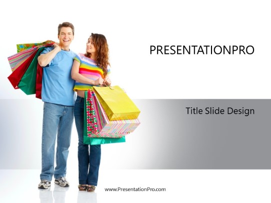 Shopping Couple Gray PowerPoint Template title slide design
