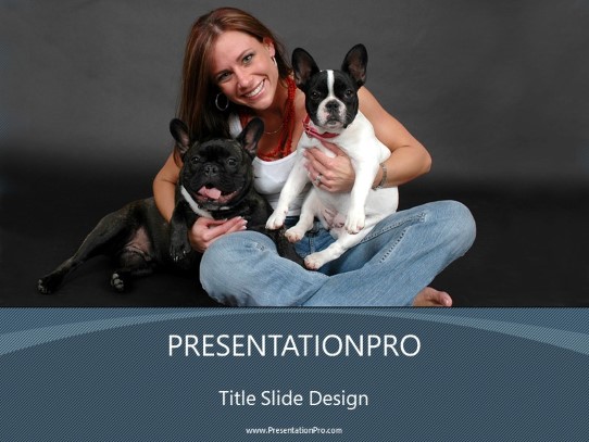 Woman And Dogs PowerPoint Template title slide design