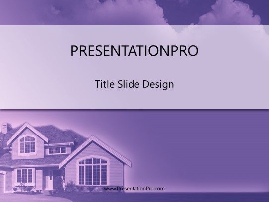 House In The Clouds Blue PowerPoint Template title slide design