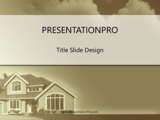 House In The Clouds Brown PowerPoint Template title slide design