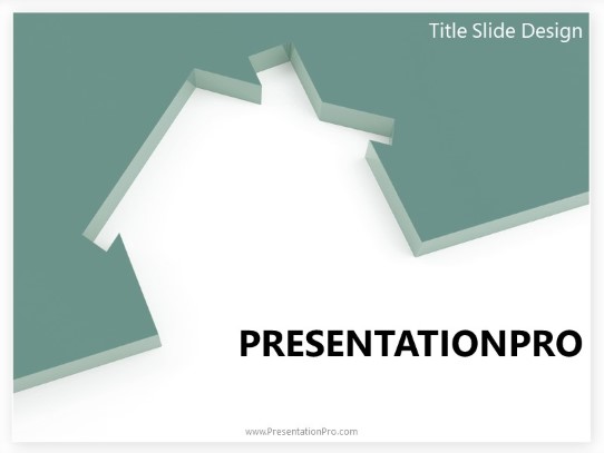 Housing Cutout Teal PowerPoint Template title slide design