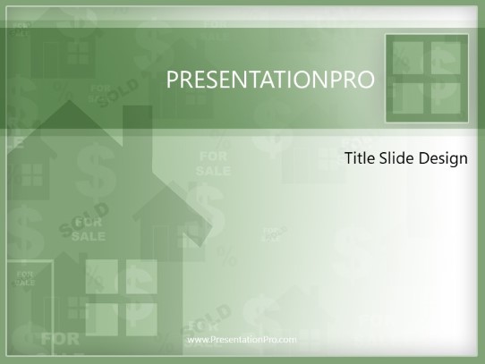 real estate related green PowerPoint Template title slide design