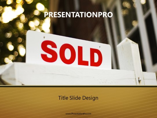 Sold Sign Sparkle PowerPoint Template title slide design