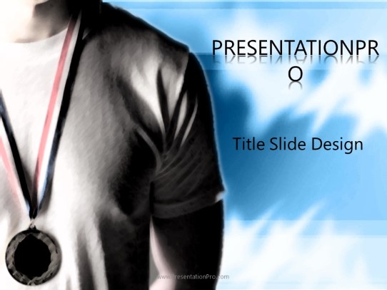 Gold Medal and Flag PowerPoint Template title slide design