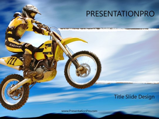 Motorcross Yellow Biker PowerPoint Template title slide design