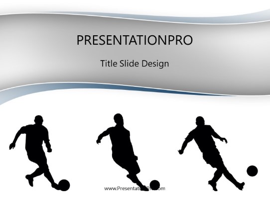 Soccer Stunts Blue PowerPoint Template title slide design