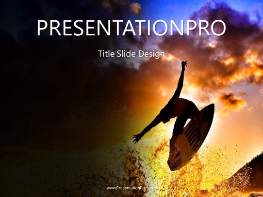 Sunset Surfer PowerPoint Template title slide design