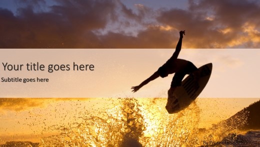 Sunset Surfer 2 Widescreen PowerPoint Template title slide design