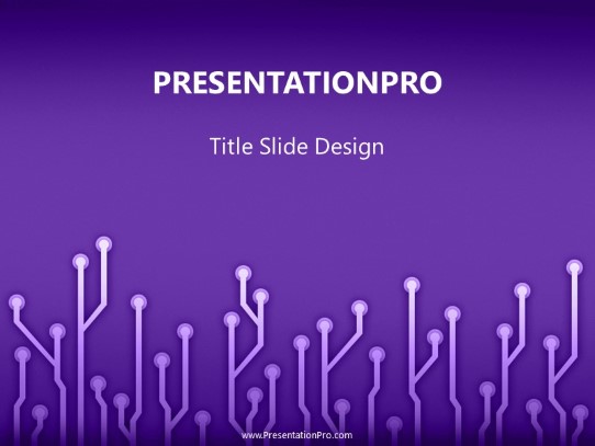 Circuitboard Purple PowerPoint Template title slide design