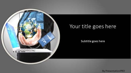 Holding Global Widescreen PowerPoint Template title slide design