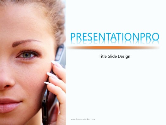 Mobile Phone Woman PowerPoint Template title slide design