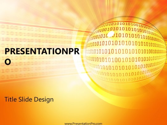 Orange Binary Sphere PowerPoint Template title slide design