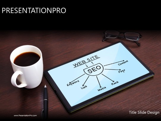 SEO Tablet Concept PowerPoint Template title slide design